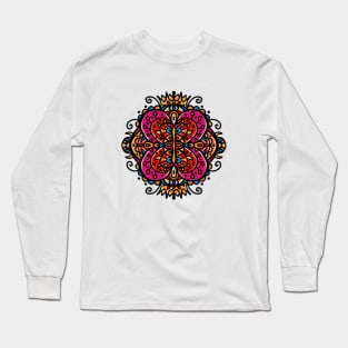 Peacock Phoenix abstract painted doodle Long Sleeve T-Shirt